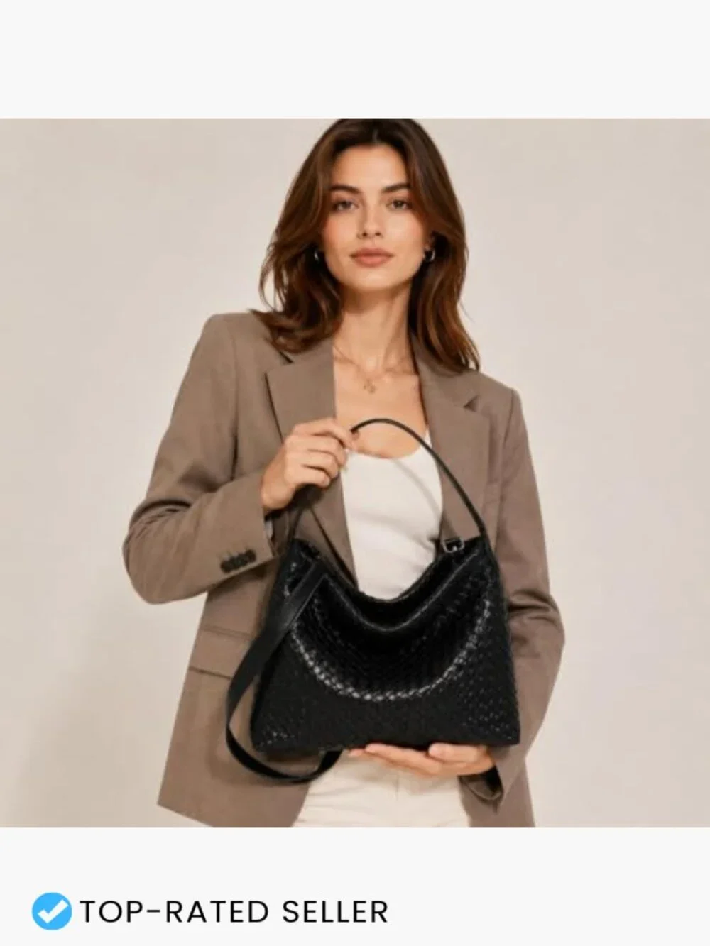 Faux Suede Woven Tote Bag Women Large Hobo Shoulder Purse Vegan Fashion